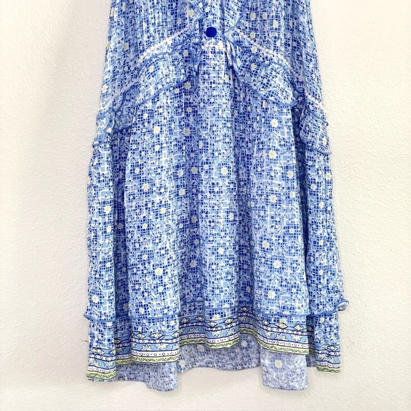 NWT Poupette St Barth Mae Ruffle Trim Printed Mini Dress Blue Je T’aime Girls 10 - Picture 4 of 15
